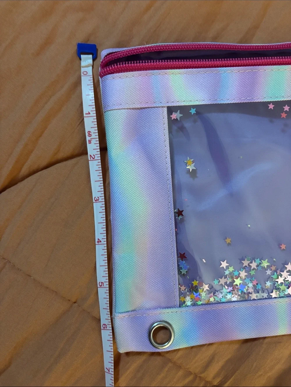 Iridescent Purple Star Confetti Zipper Pouch